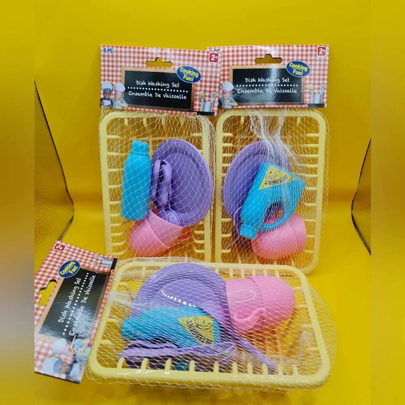 Other - 3 Dish Washing Kitchen 10 Piece Sets Dishes Pretend Play Fun Playset Drainer
